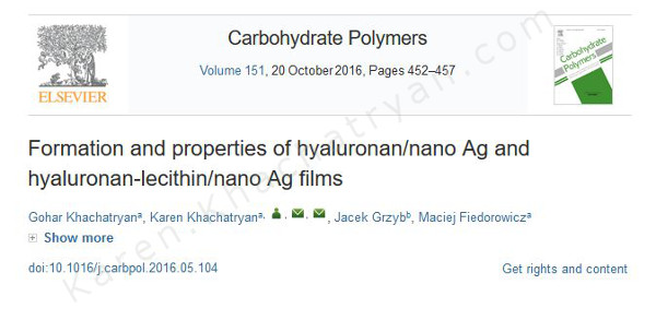 Khachatryan - Formation and properties of hyaluronan/nano Ag.. Khachatryan - Formation and properties of hyaluronan/nano Ag..