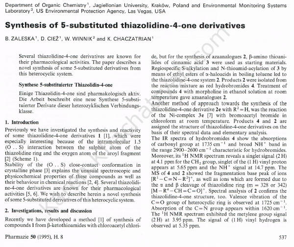 Zaleska, Ciez, W Winnik, Chaczatrian. Pharmazie 50 (8), 537-540