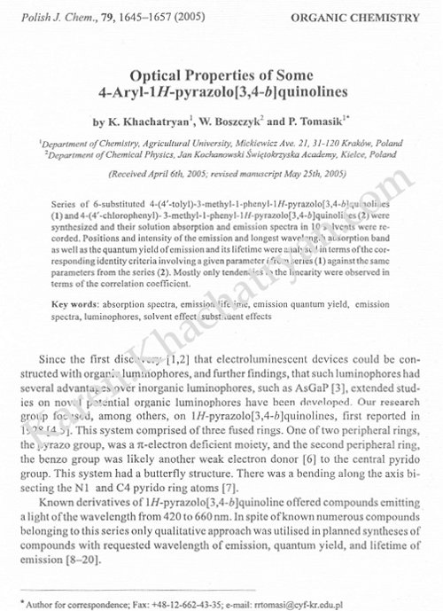 K Khachatryan, W Boszczyk, P Tomasik. Polish journal of chemistry 79 (10), 1645-1657, 2005