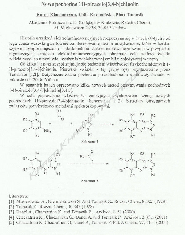Karen Khachatryan - Nowe pochoden 1H-pirazolo[3,4-b]chinolin