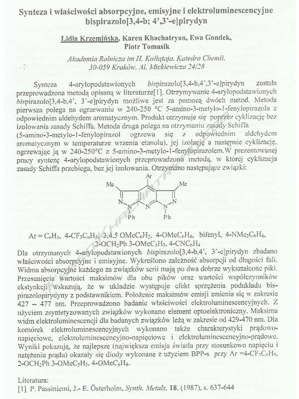 Synteza bispirazolopirydyn