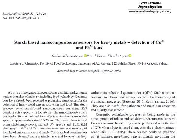 detection of Cu(II) and Pb(II) ions - K. Khachatryan detection of Cu(II) and Pb(II) ions - K. Khachatryan