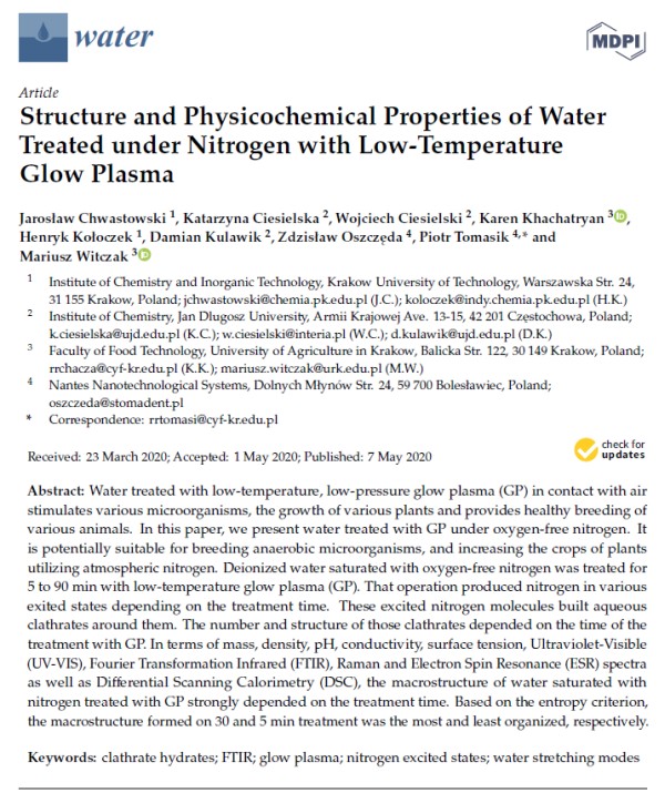 Structure and Physicochemical Properties of Water - K. Khachatryan
