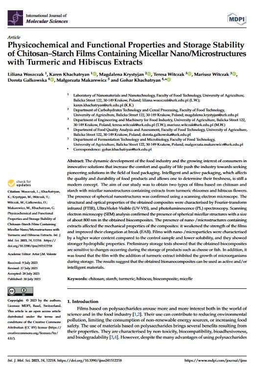 Starch Films Containing Micellar Nano/Microstructures with Turmeric and Hibiscus Extracts  - K. Khachatryan
